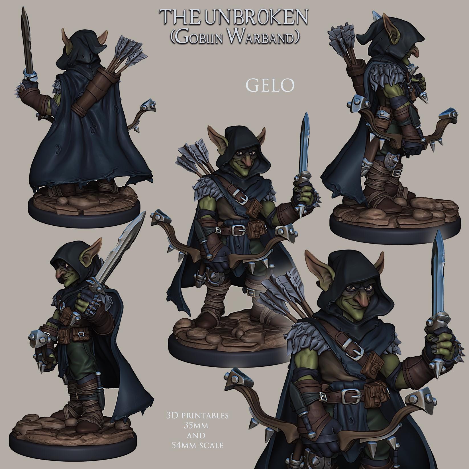 The Unbroken, Goblin Warband | Fantasy Goblin Monster Collectible Miniatures | 35mm / 75mm | by RoninArtsWorkshop