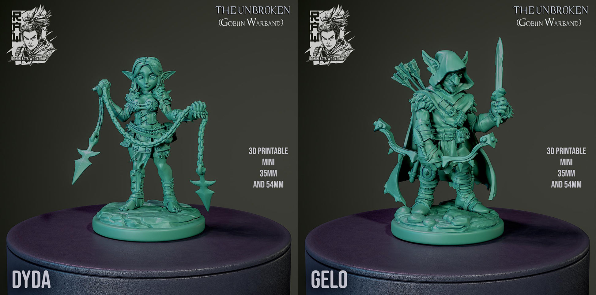 The Unbroken, Goblin Warband | Fantasy Goblin Monster Collectible Miniatures | 35mm / 75mm | by RoninArtsWorkshop