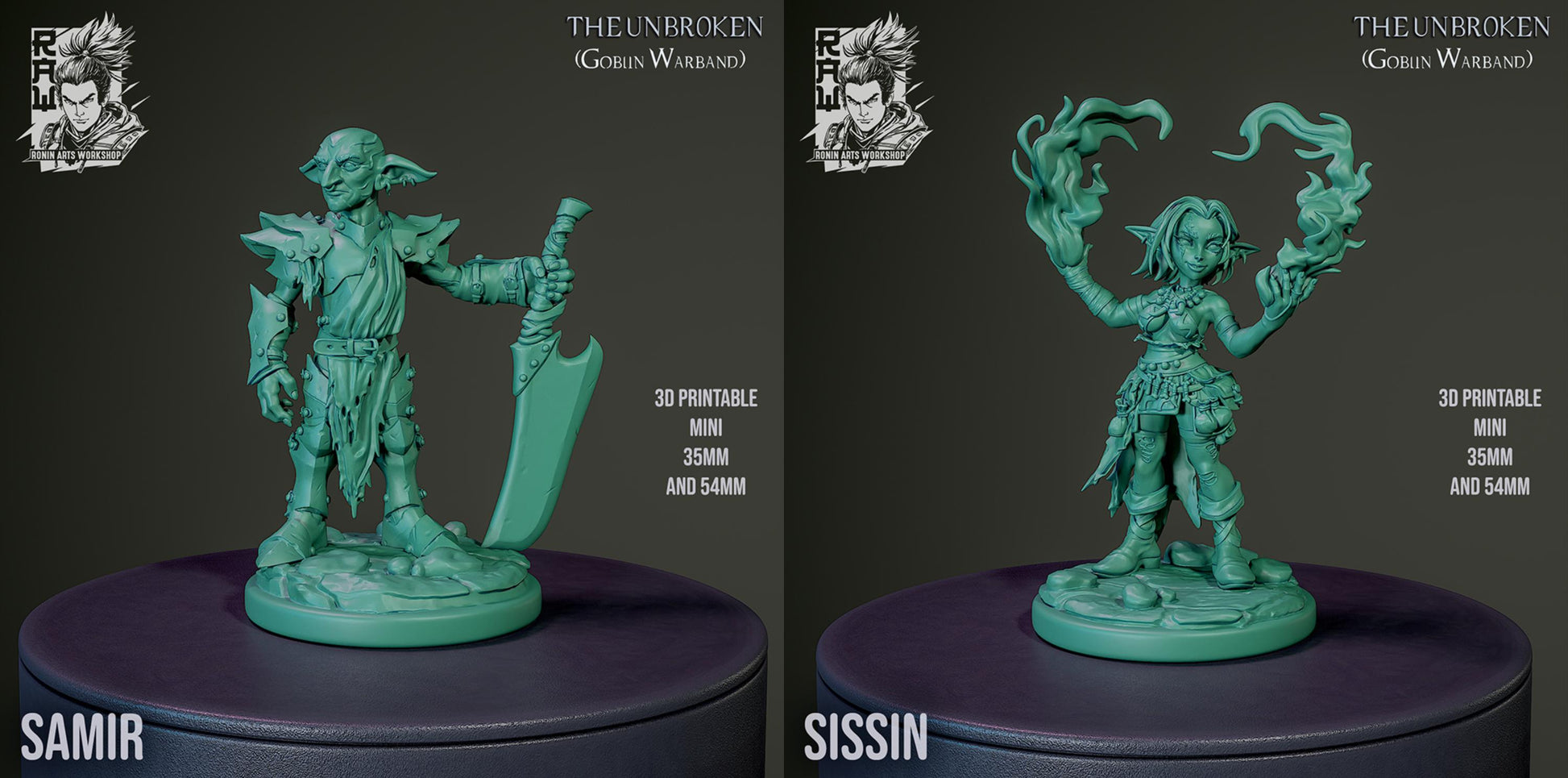 The Unbroken, Goblin Warband | Fantasy Goblin Monster Collectible Miniatures | 35mm / 75mm | by RoninArtsWorkshop