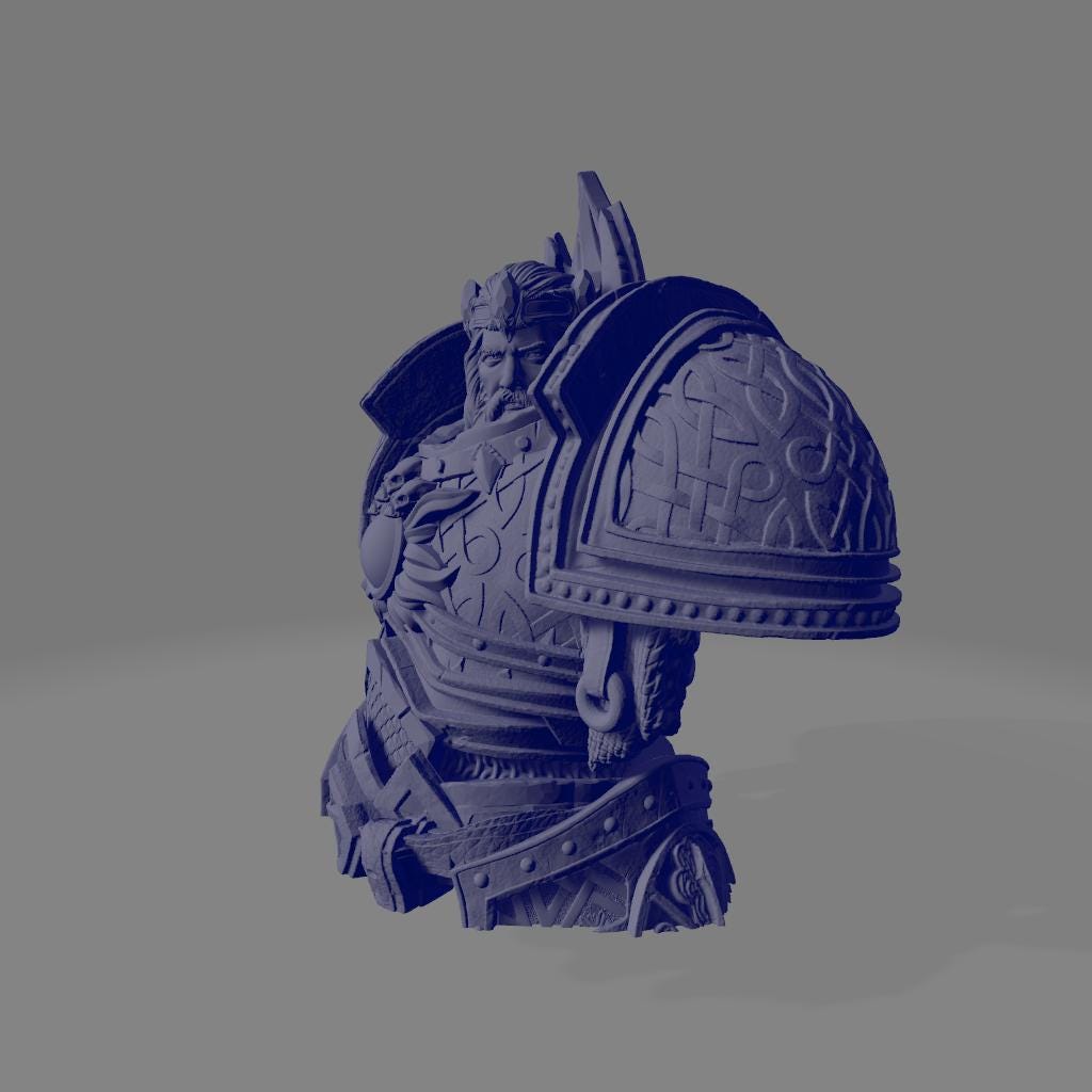 Uther Bust | DnD Arthurian Human Knight Paladin Collectible Miniature | 32mm / 75mm | by HardWitch Games