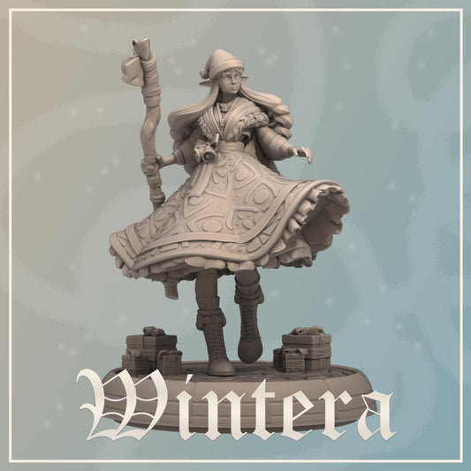 Wintera | Female Fantasy Christmas Elf Collectible Miniature | 32mm / 75mm | by Dungeons&Maidens
