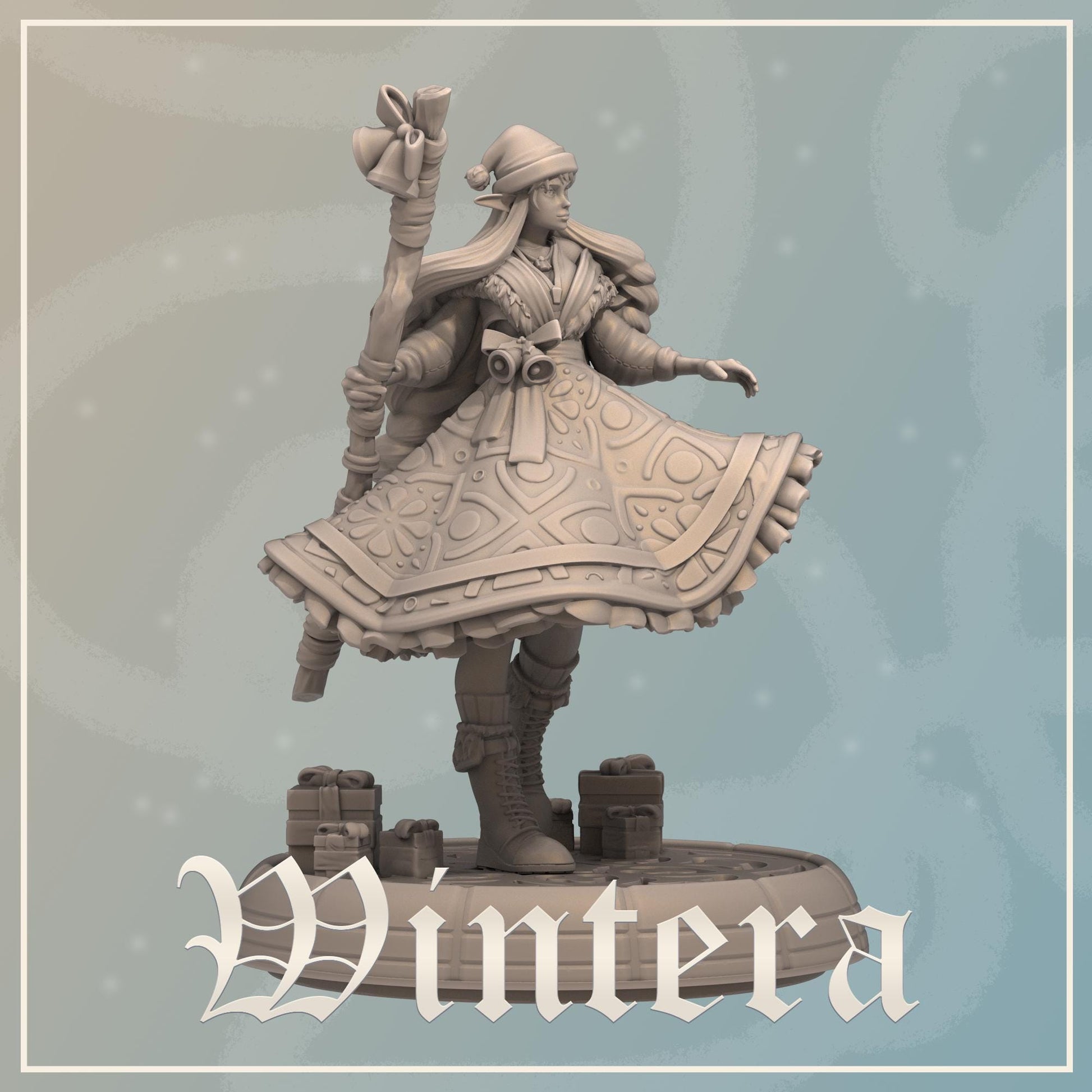 Wintera | Female Fantasy Christmas Elf Collectible Miniature | 32mm / 75mm | by Dungeons&Maidens