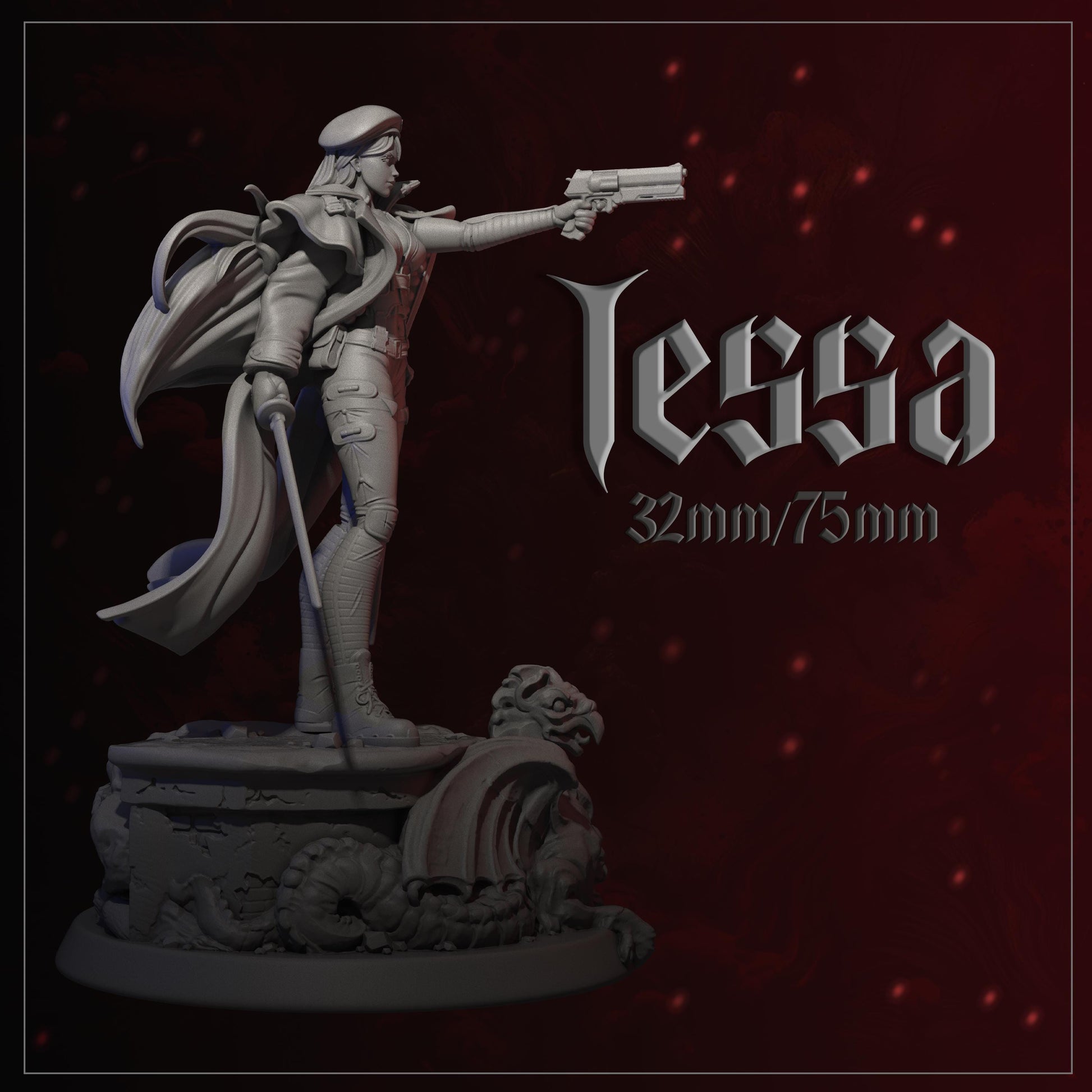 Tessa | Female Sci-fi Soldier Commander Collectible Miniature | 32mm / 75mm | by Dungeons&Maidens
