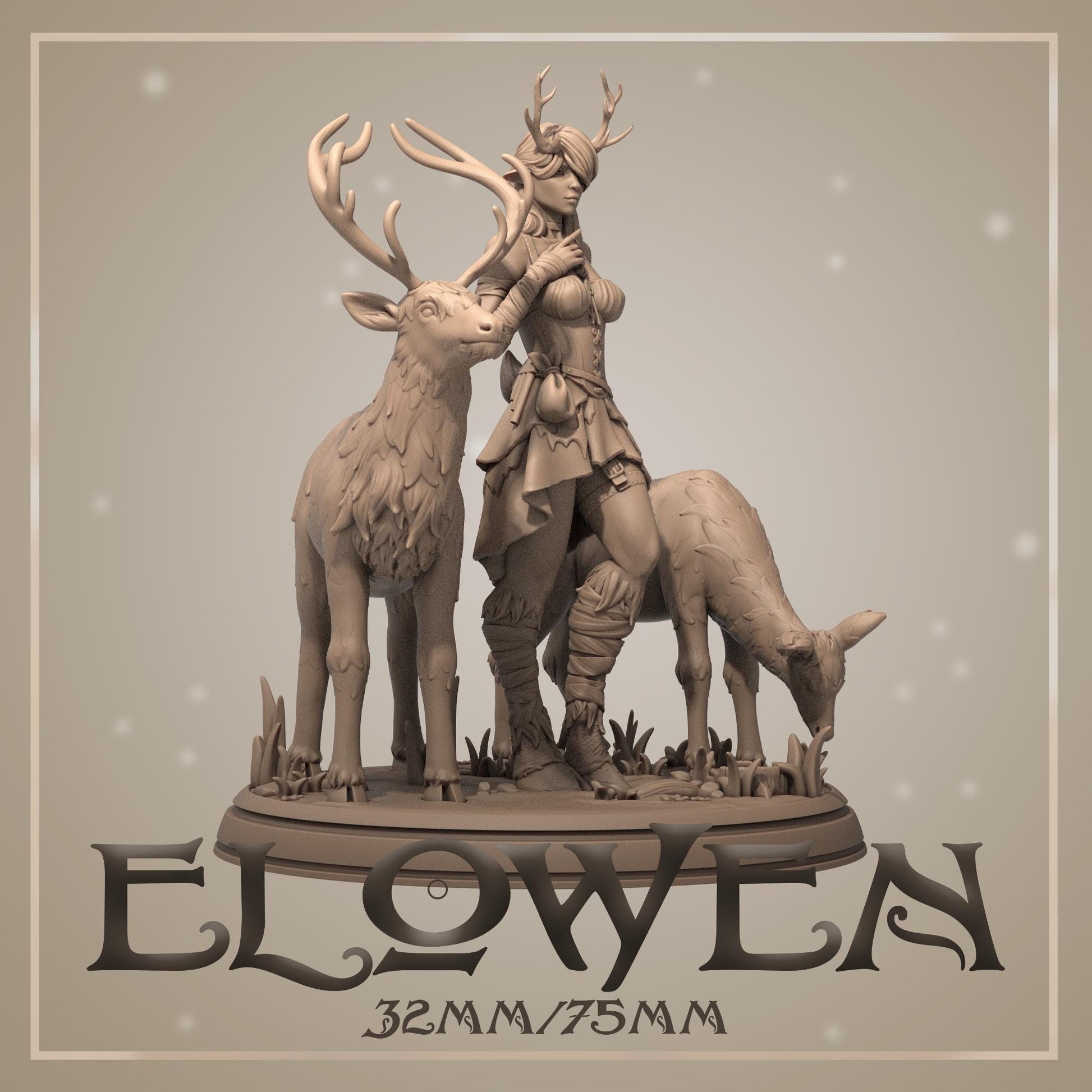 Elowen | Female Satyr Tamer Collectible Miniature | 32mm / 75mm | by Dungeons&Maidens