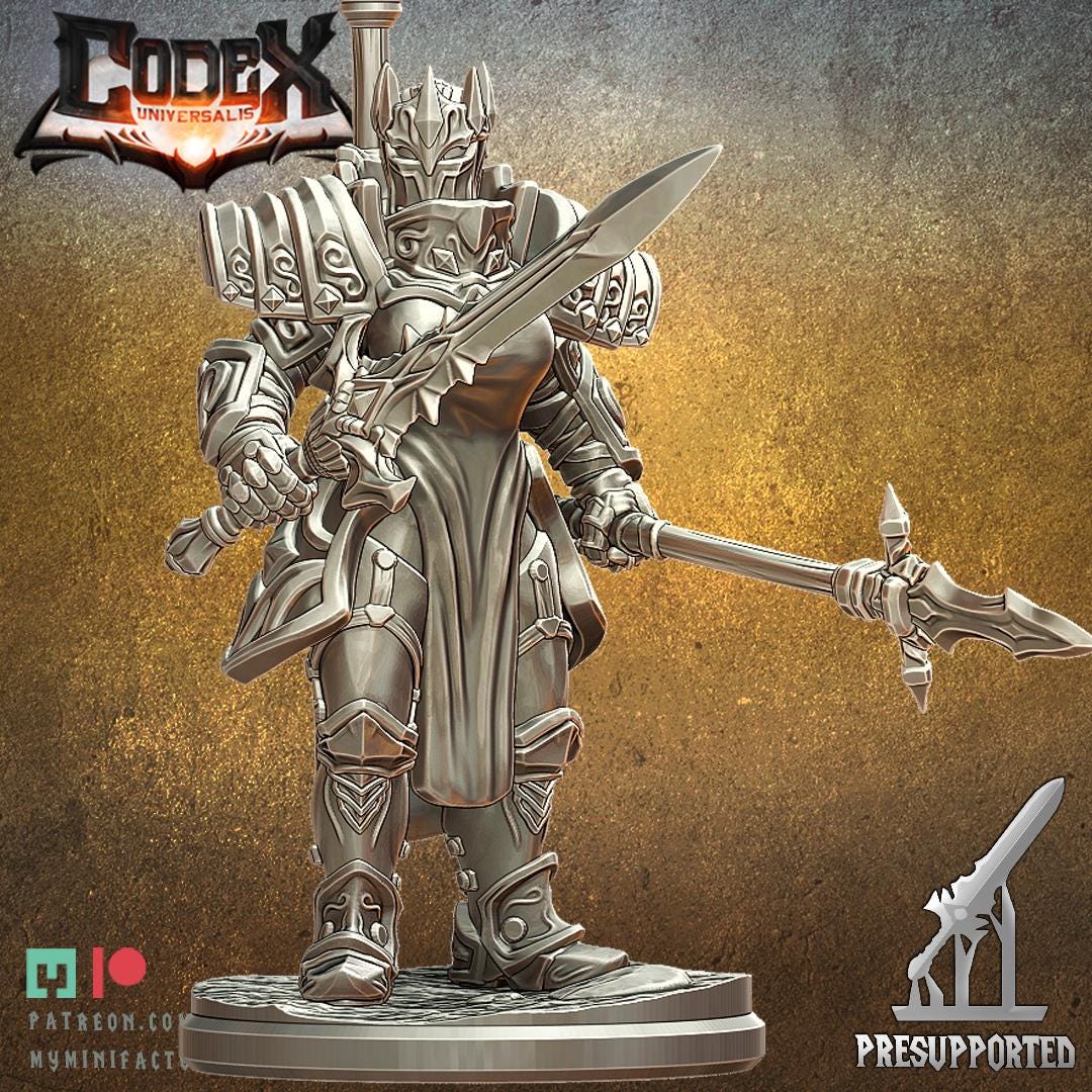 Black Lion Knights | Fantasy DnD Human Knight Paladin Miniatures | 32mm / 75mm | by Codex Universalis