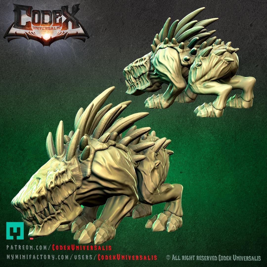 Tracker Hounds | Fantasy DnD Scale Hound Monster Miniatures | Scaled 32mm | by Codex Universalis