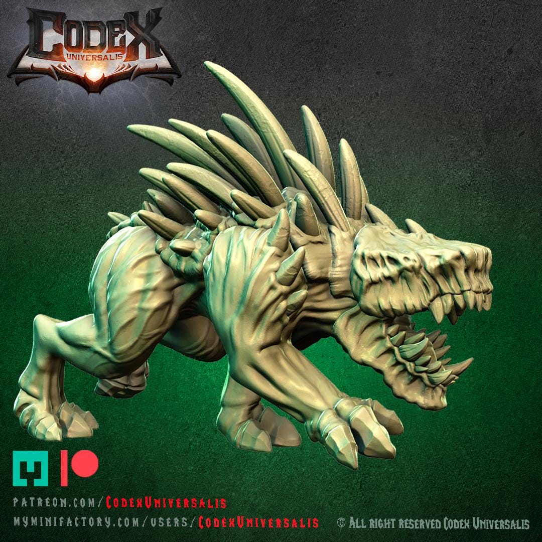 Tracker Hounds | Fantasy DnD Scale Hound Monster Miniatures | Scaled 32mm | by Codex Universalis
