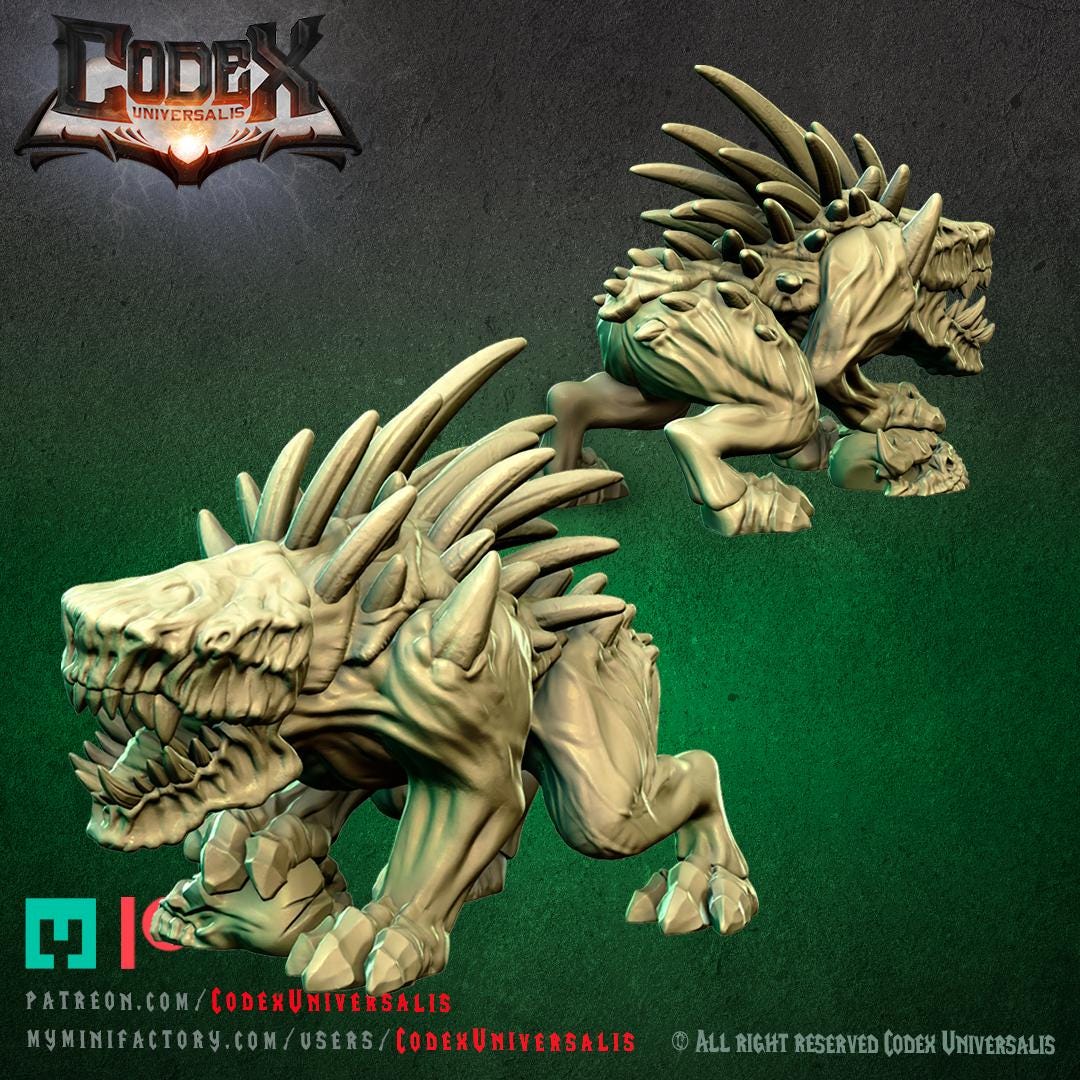 Tracker Hounds | Fantasy DnD Scale Hound Monster Miniatures | Scaled 32mm | by Codex Universalis