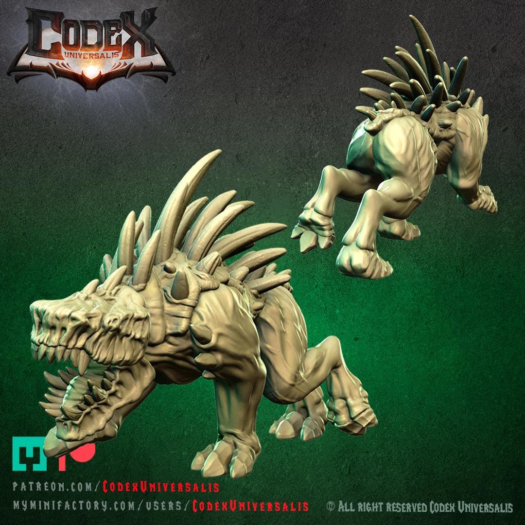 Tracker Hounds | Fantasy DnD Scale Hound Monster Miniatures | Scaled 32mm | by Codex Universalis