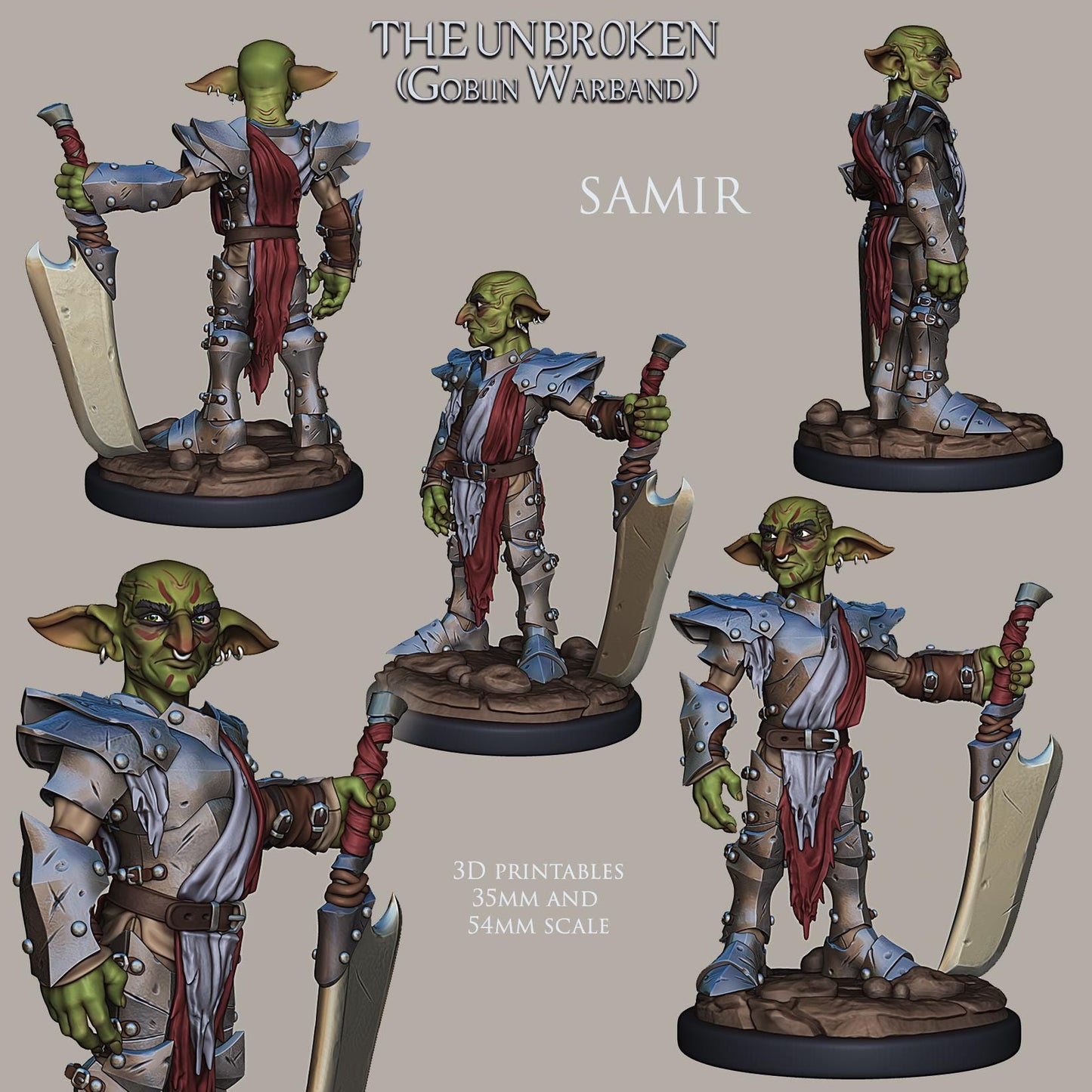 The Unbroken, Goblin Warband | Fantasy Goblin Monster Collectible Miniatures | 35mm / 75mm | by RoninArtsWorkshop