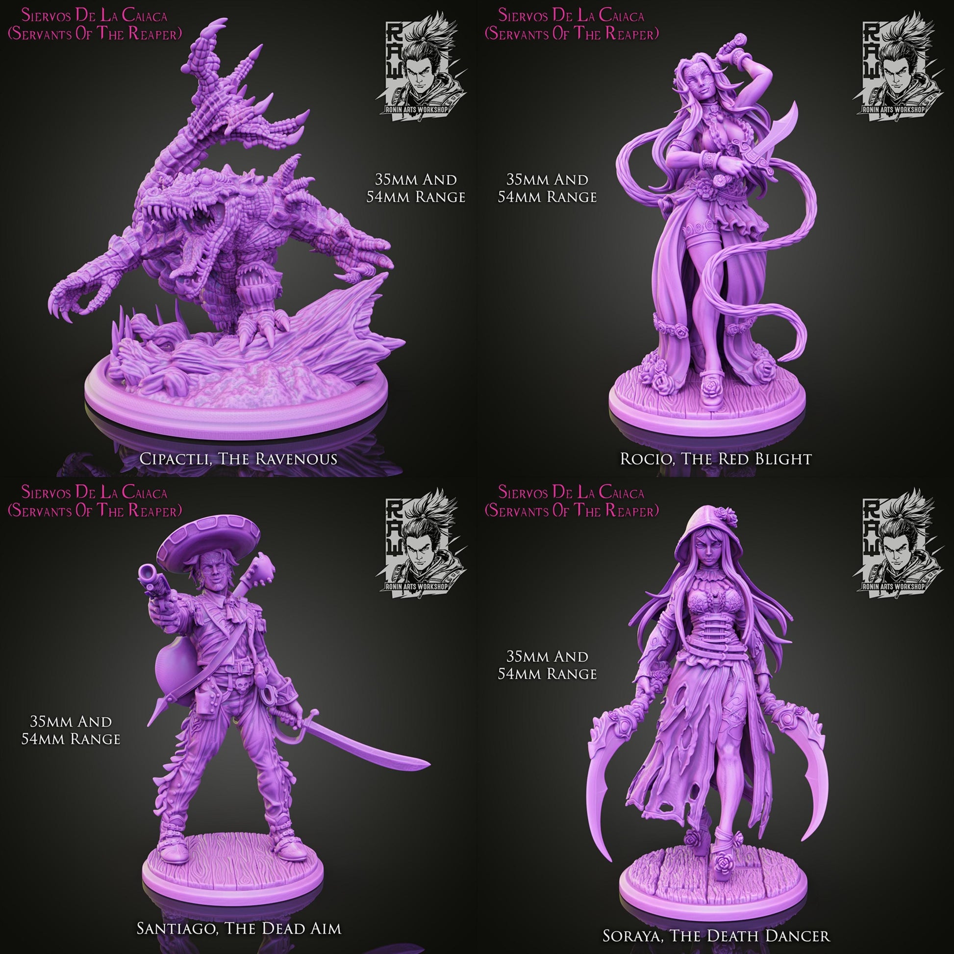 Servants of the Reaper 1 | Fantasy Day of the Dead Collectible Miniatures | 35mm / 75mm | by RoninArtsWorkshop