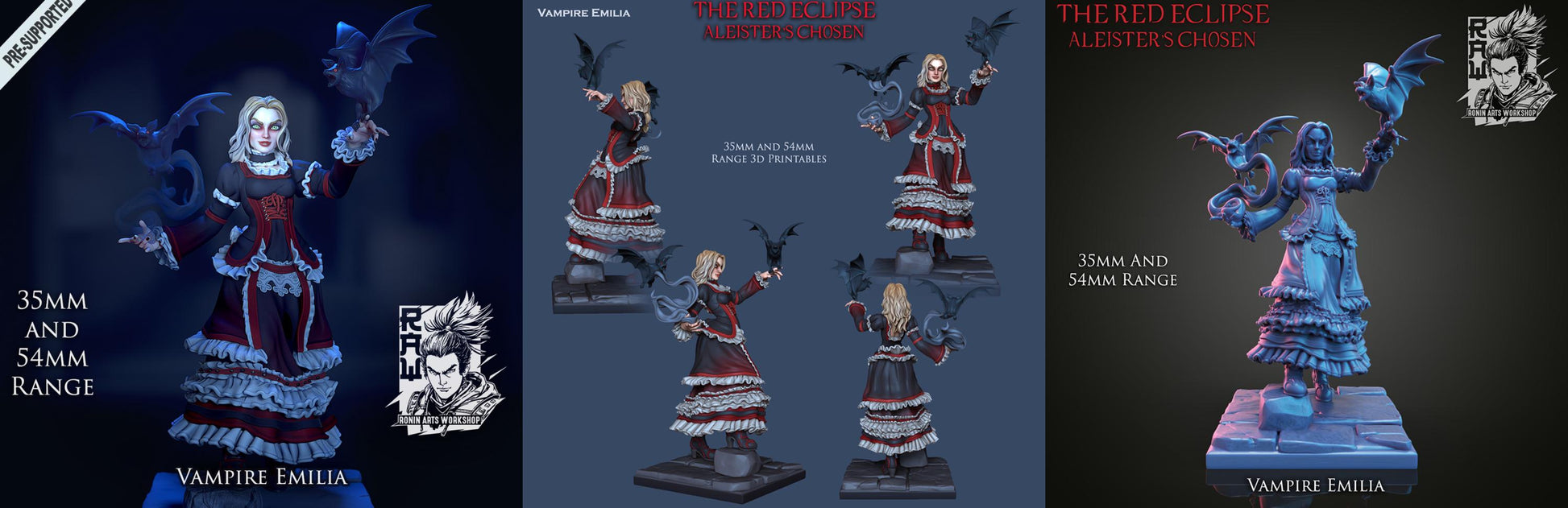 The Red Eclipse | Fantasy DnD Vampire Monster Collectible Miniatures | 35mm / 75mm | by RoninArtsWorkshop