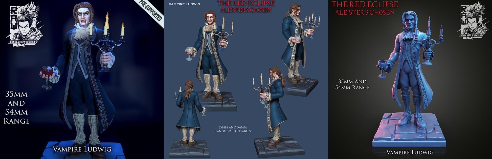 The Red Eclipse | Fantasy DnD Vampire Monster Collectible Miniatures | 35mm / 75mm | by RoninArtsWorkshop