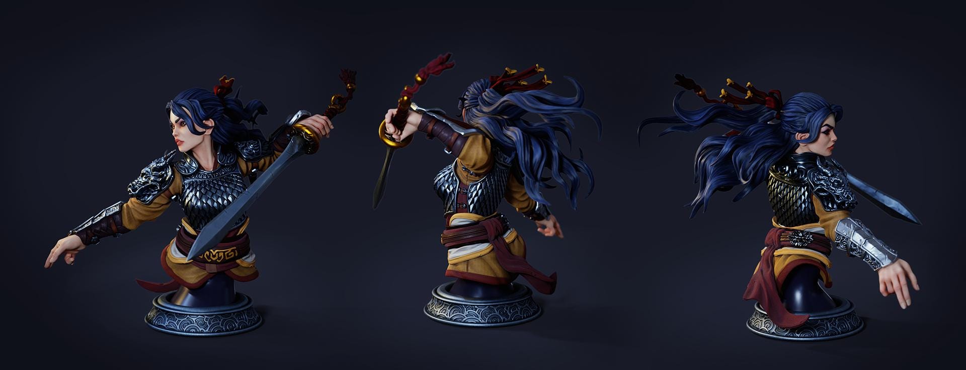 Wen Bust | Fantasy Female Warrior Collectible 3D Printed Miniature | by Ronin Arts Workshop