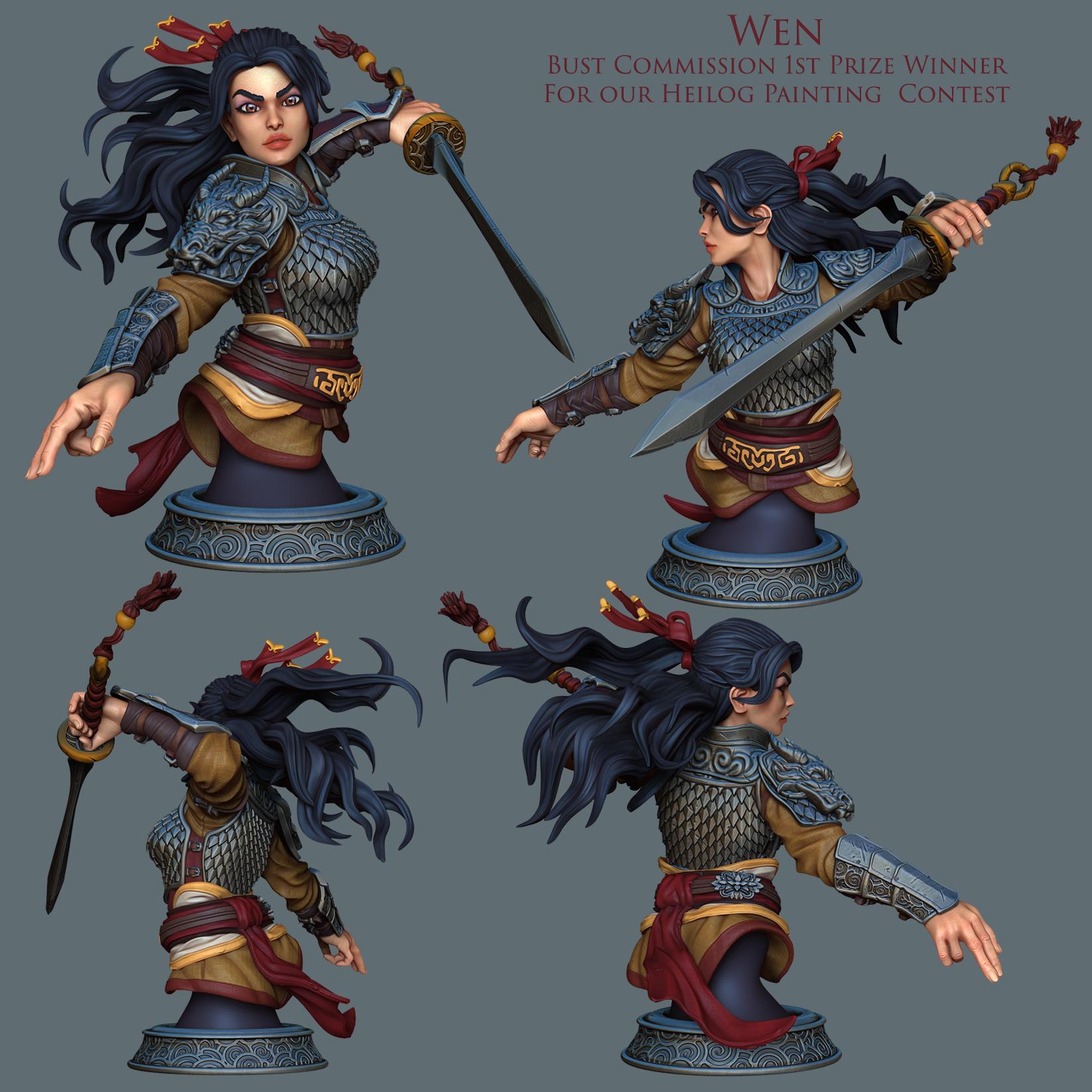 Wen Bust | Fantasy Female Warrior Collectible 3D Printed Miniature | by Ronin Arts Workshop