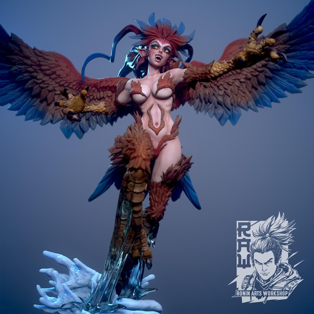 Royal Harpy Dhyla | Female Fantasy Pin-up Siren Monstergirl Miniature | 54mm / 75mm | by RoninArtsWorkshop