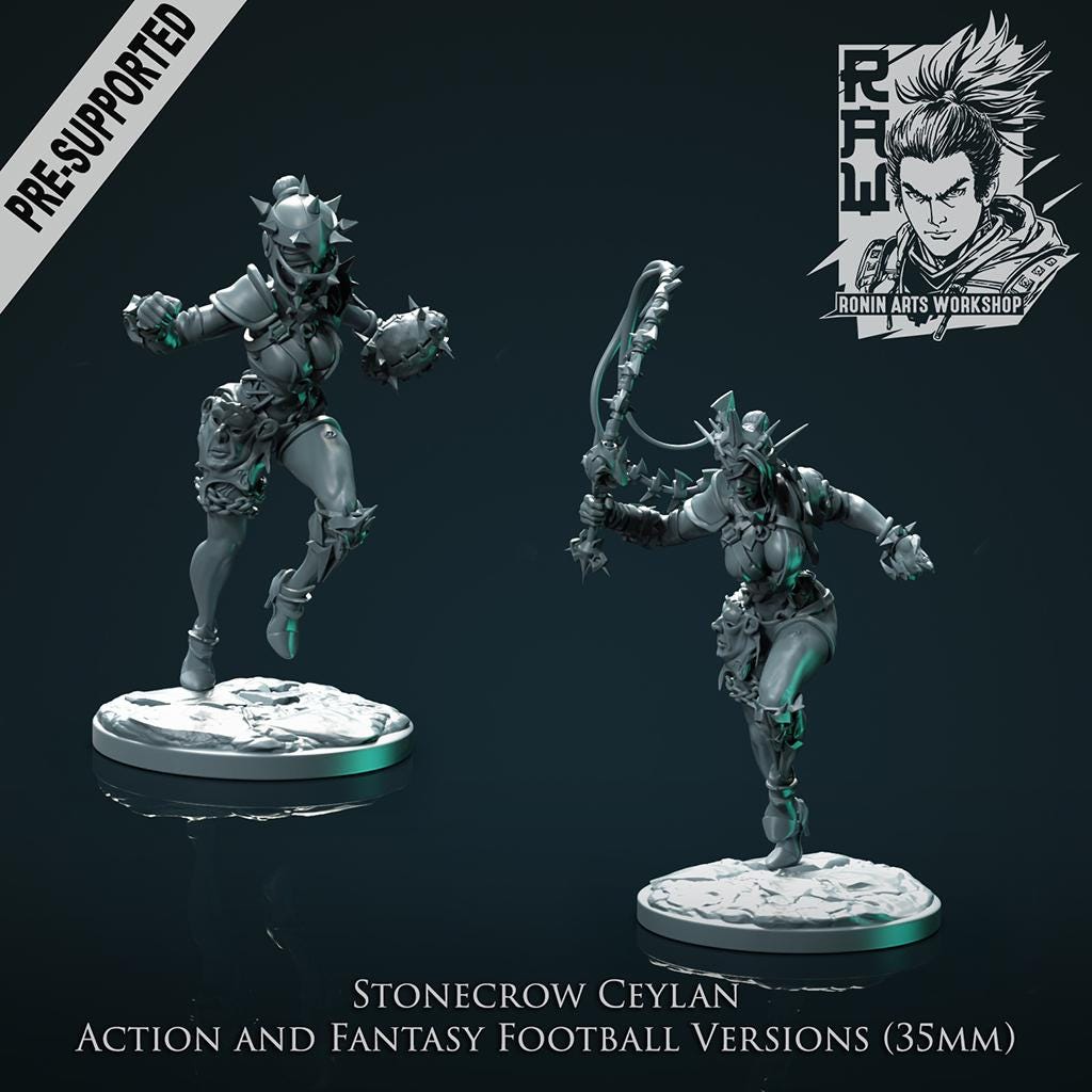 Ceylan the Stonecrow Enforcer | Fantasy Football Collectible Miniature | 54mm / 75mm | by RoninArtsWorkshop