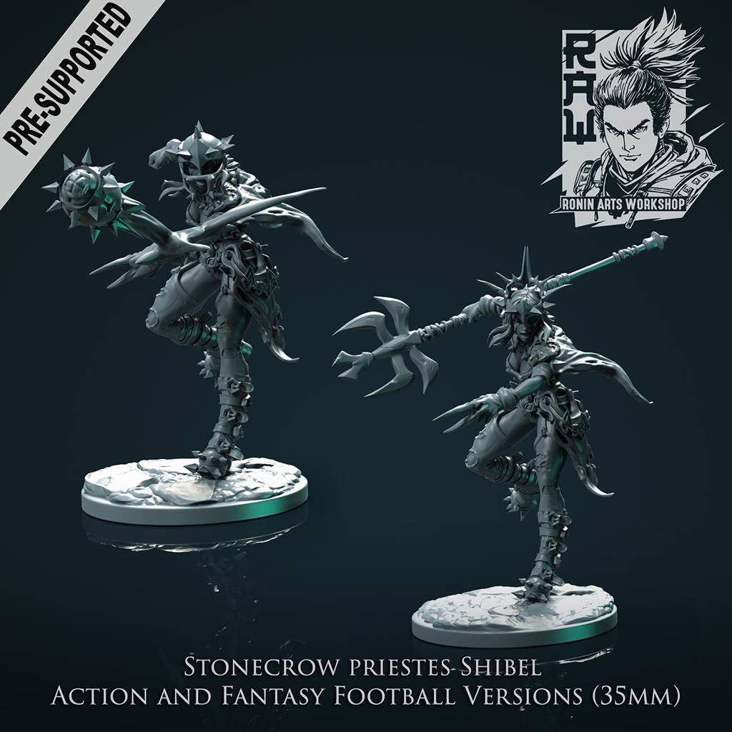Shibel the Stonecrow Shaman | Fantasy Football Collectible Miniature | 54mm / 75mm | by RoninArtsWorkshop