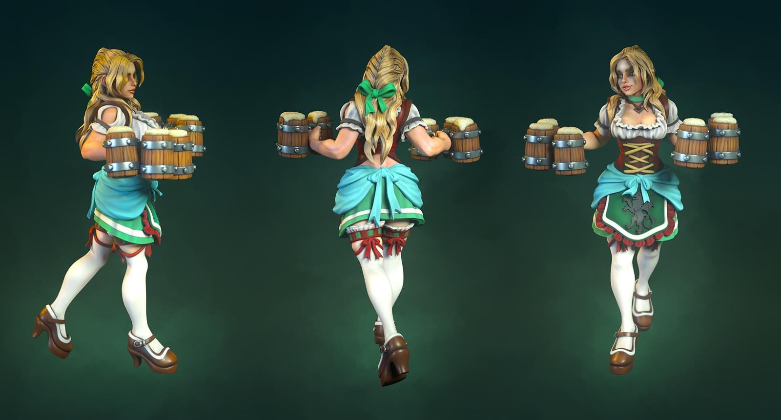 Demi | Female Fantasy Human Barmaid Collectible Miniature | 54mm / 75mm | by RoninArtsWorkshop