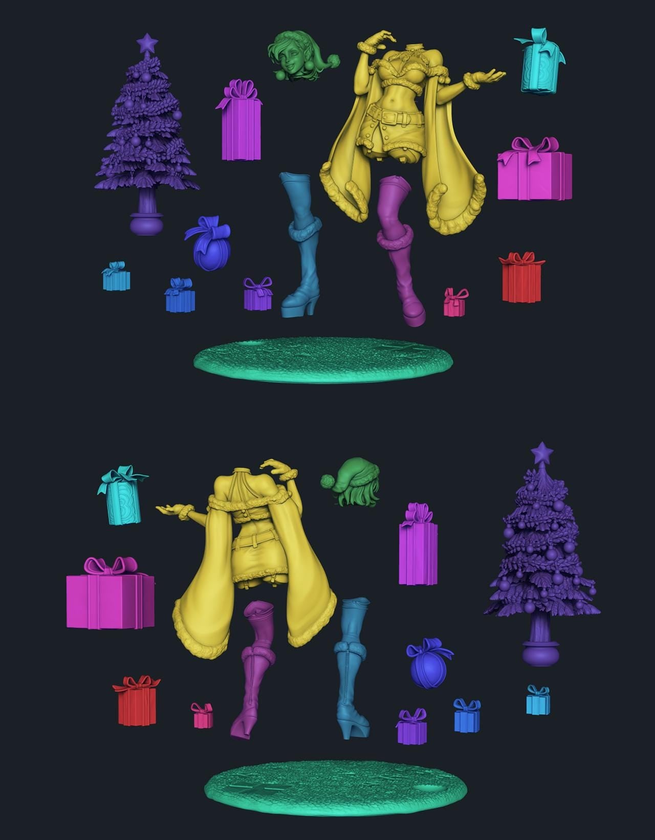 Polina | Female Fantasy Christmas Elf Collectible Pin-up Miniature | 75mm | by RoninArtsWorkshop