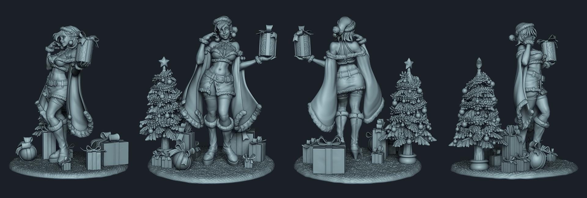 Polina | Female Fantasy Christmas Elf Collectible Pin-up Miniature | 75mm | by RoninArtsWorkshop