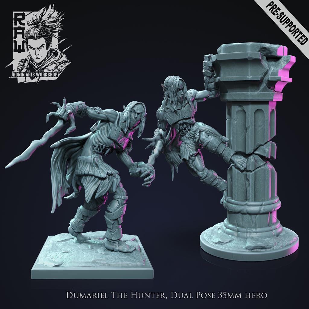 Dumariel | Fantasy DnD Darkelf Demon Collectible Miniature | 54mm / 75mm | by RoninArtsWorkshop