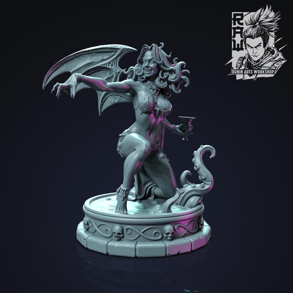 Cassandra the Temptress | DnD Female Fantasy Vampire Collectible Miniature | 54mm / 75mm | by RoninArtsWorkshop