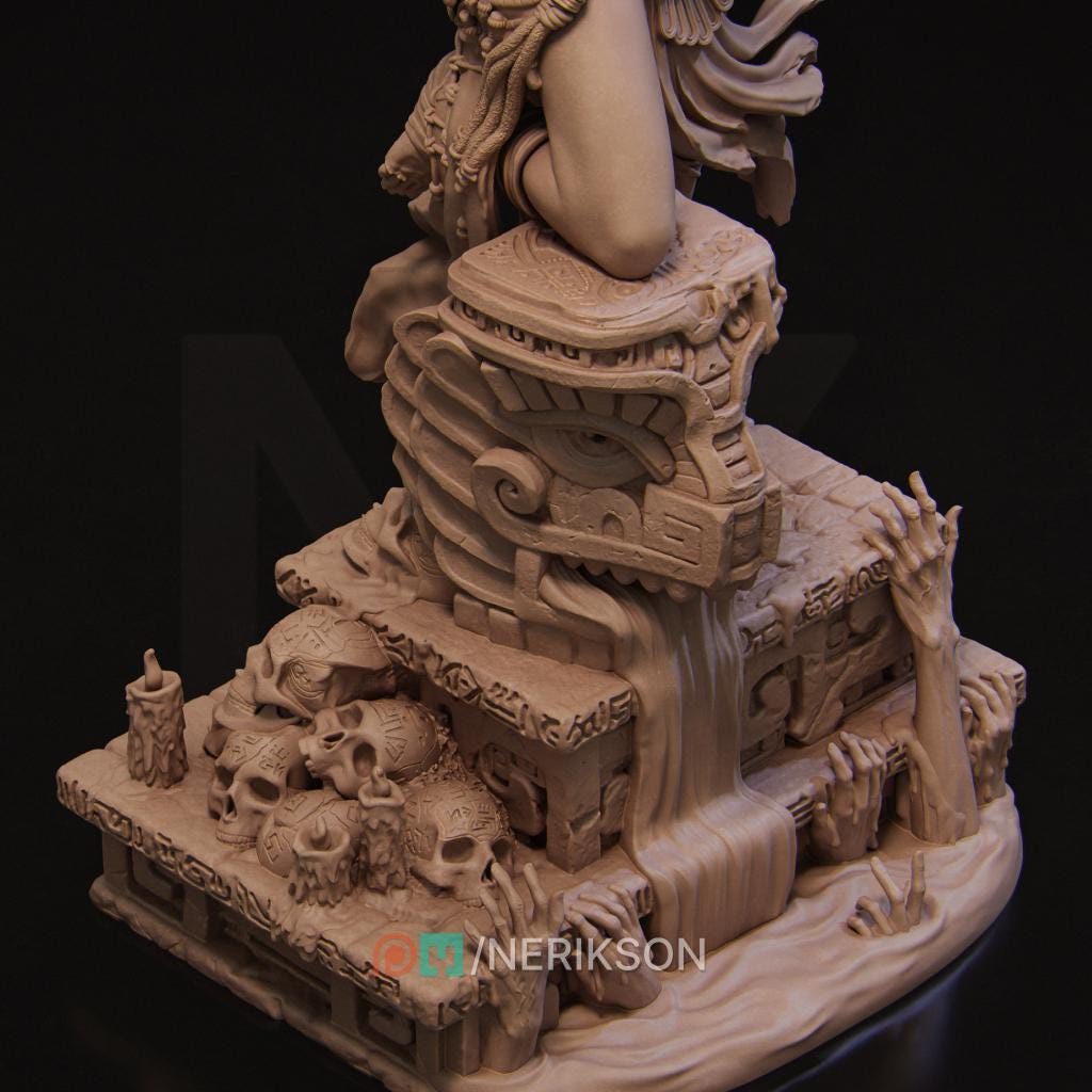 Necalin the Priestess of Death | Female Fantasy Aztec Witch Collectible Miniature Statue | 75mm / 140mm | by Nerikson