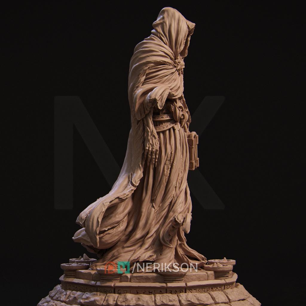 Undead Sorcerer | DnD Ghoul Lich Wizard Collectible Monster Miniature | 35mm / 75mm | by Nerikson