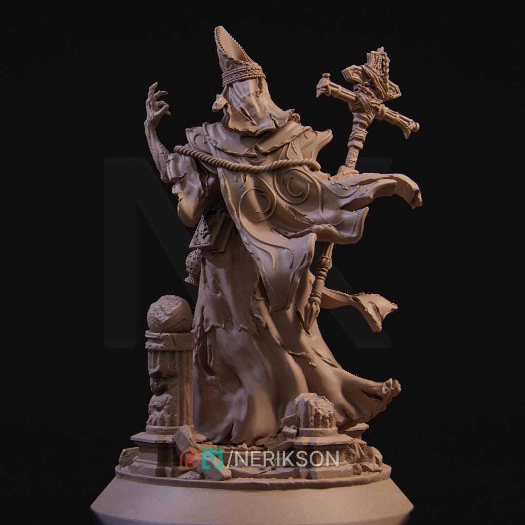 Undead Priest | DnD Ghoul Lich Wizard Collectible Monster Miniature | 35mm / 75mm | by Nerikson