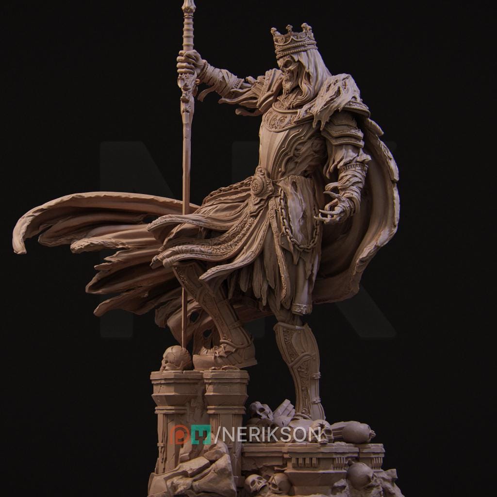 Shattered King | Undead Skeleton Knight Knight Draugr Collectible Miniature Statue | 75mm / 140mm | by Nerikson