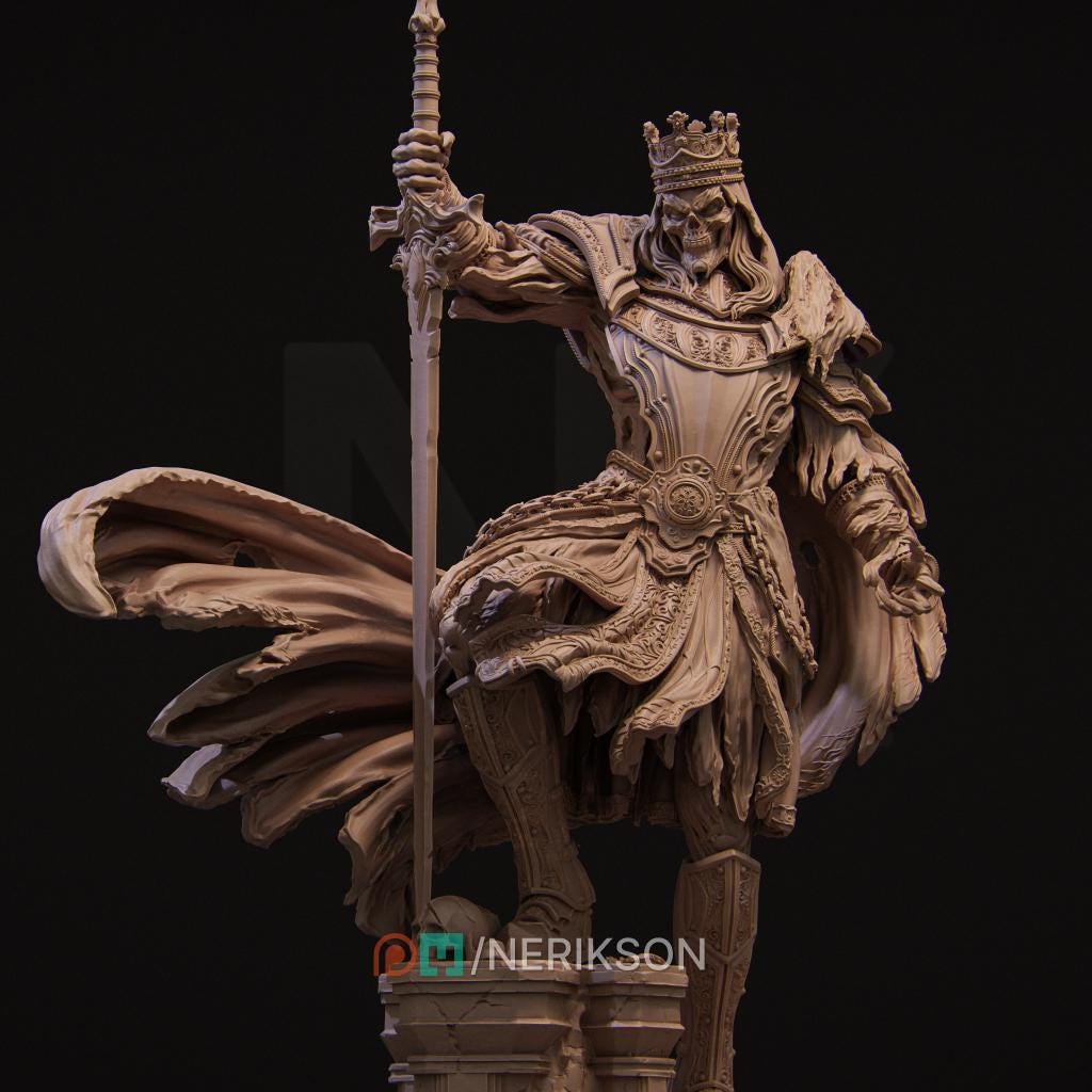 Shattered King | Undead Skeleton Knight Knight Draugr Collectible Miniature Statue | 75mm / 140mm | by Nerikson