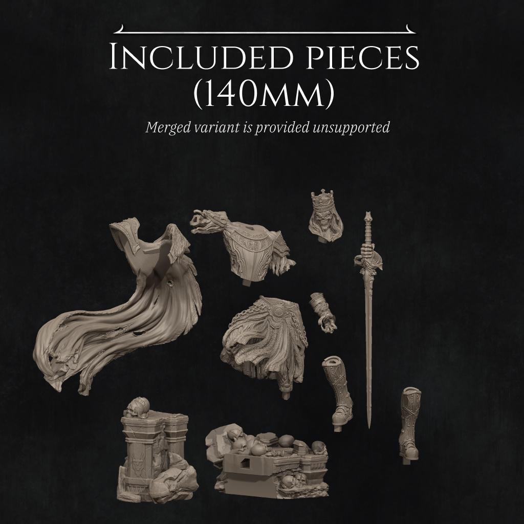 Shattered King | Undead Skeleton Knight Knight Draugr Collectible Miniature Statue | 75mm / 140mm | by Nerikson