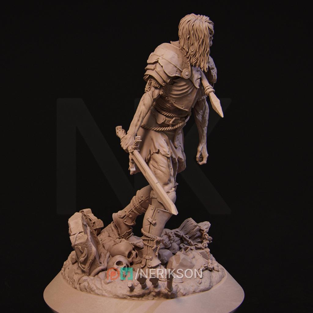 Skeleton Warrior | DnD Undead Bone Knight Collectible Monster Miniature | 35mm / 75mm | by Nerikson