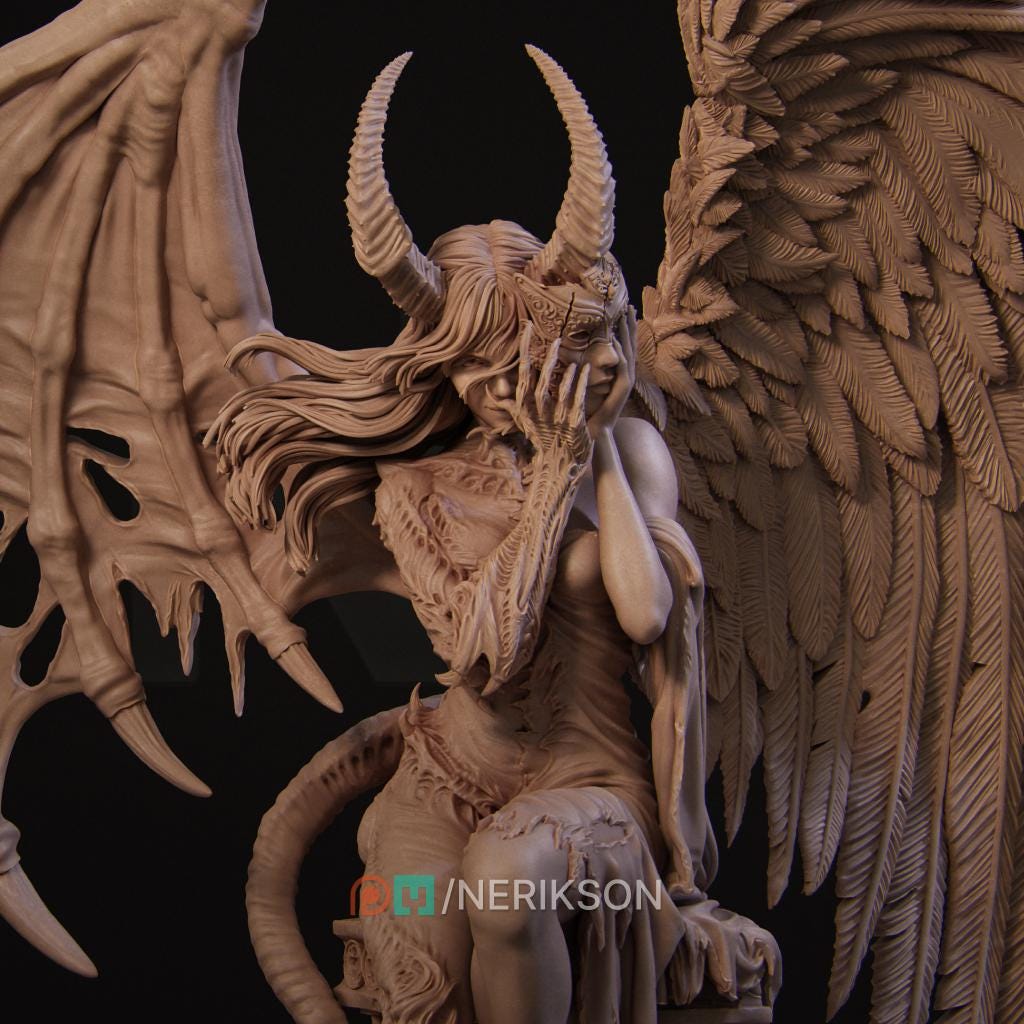 The Face of Evil | Female Fantasy Demoness Collectible Miniature Statue | 75mm / 140mm | by Nerikson