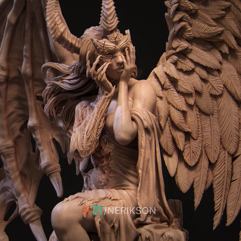 The Face of Evil | Female Fantasy Demoness Collectible Miniature Statue | 75mm / 140mm | by Nerikson
