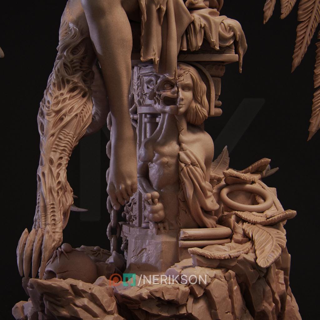 The Face of Evil | Female Fantasy Demoness Collectible Miniature Statue | 75mm / 140mm | by Nerikson