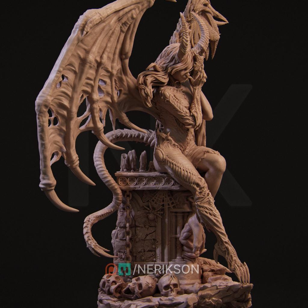 The Face of Evil | Female Fantasy Demoness Collectible Miniature Statue | 75mm / 140mm | by Nerikson