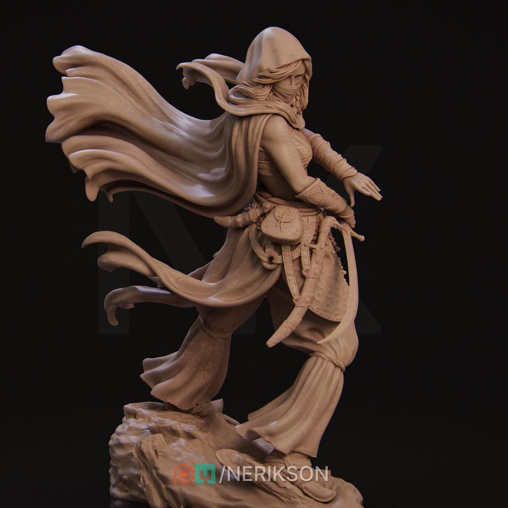 Warrior of the Sands | Female Fantasy Persian Warrior Fighter Collectible Miniature Statue | 75mm / 140mm | by Nerikson