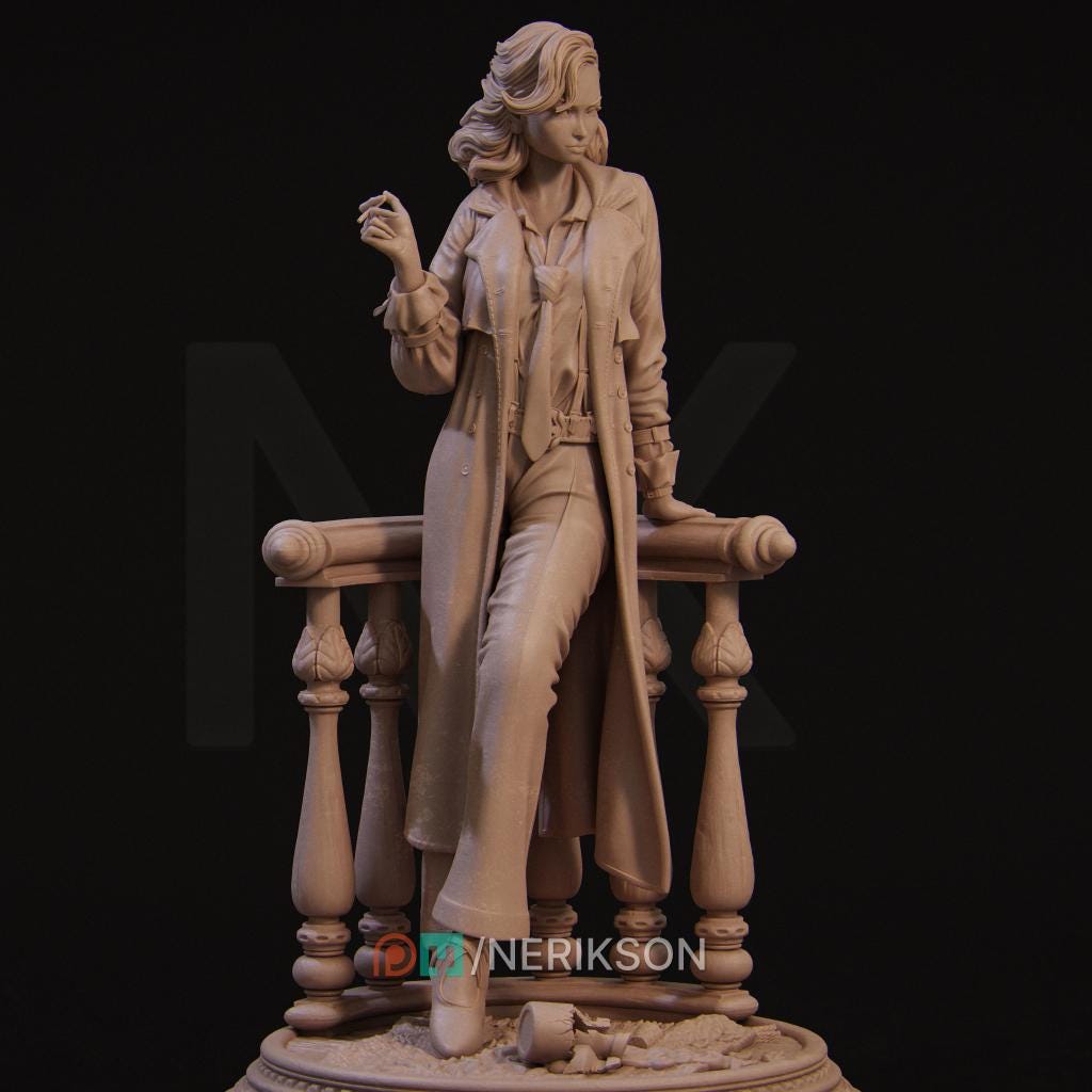 Laura the Detective | Female Noir Lovecraftian Collectible Miniature Statue | 75mm / 140mm | by Nerikson