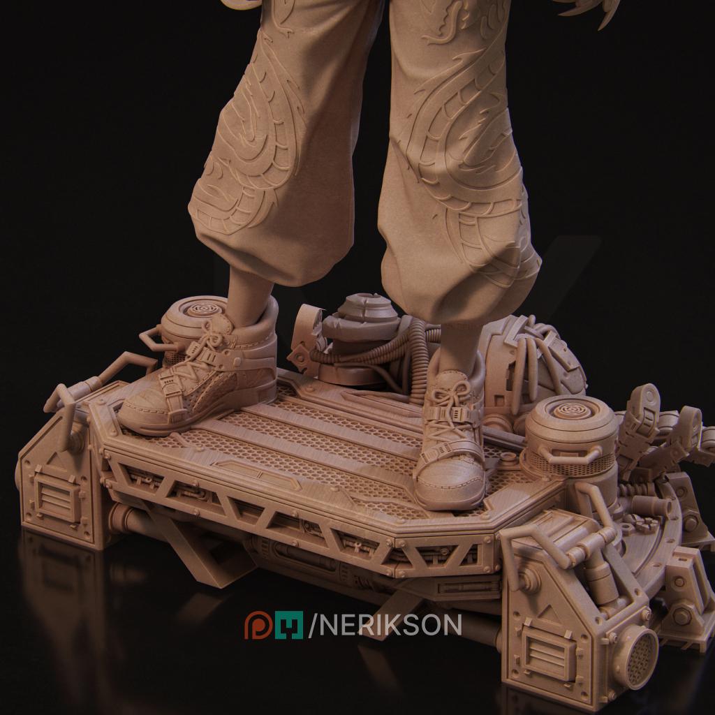 Neo-Nixxi | Cyberpunk Female Ronin Samurai Collectible Miniature Statue | 75mm / 140mm | by Nerikson