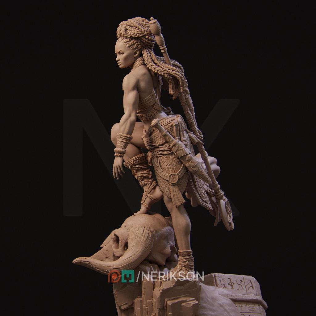 Elzebe the Warrior Queen | Female Fantasy Warrior Fighter Collectible Miniature Statue | 75mm / 140mm | by Nerikson