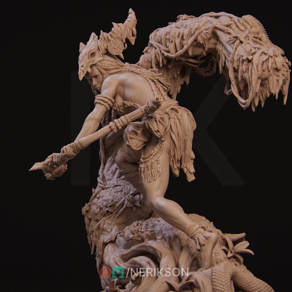 Meabh the Wild Ranger | Female Fantasy Archer Collectible Miniature Statue | 75mm / 140mm | by Nerikson