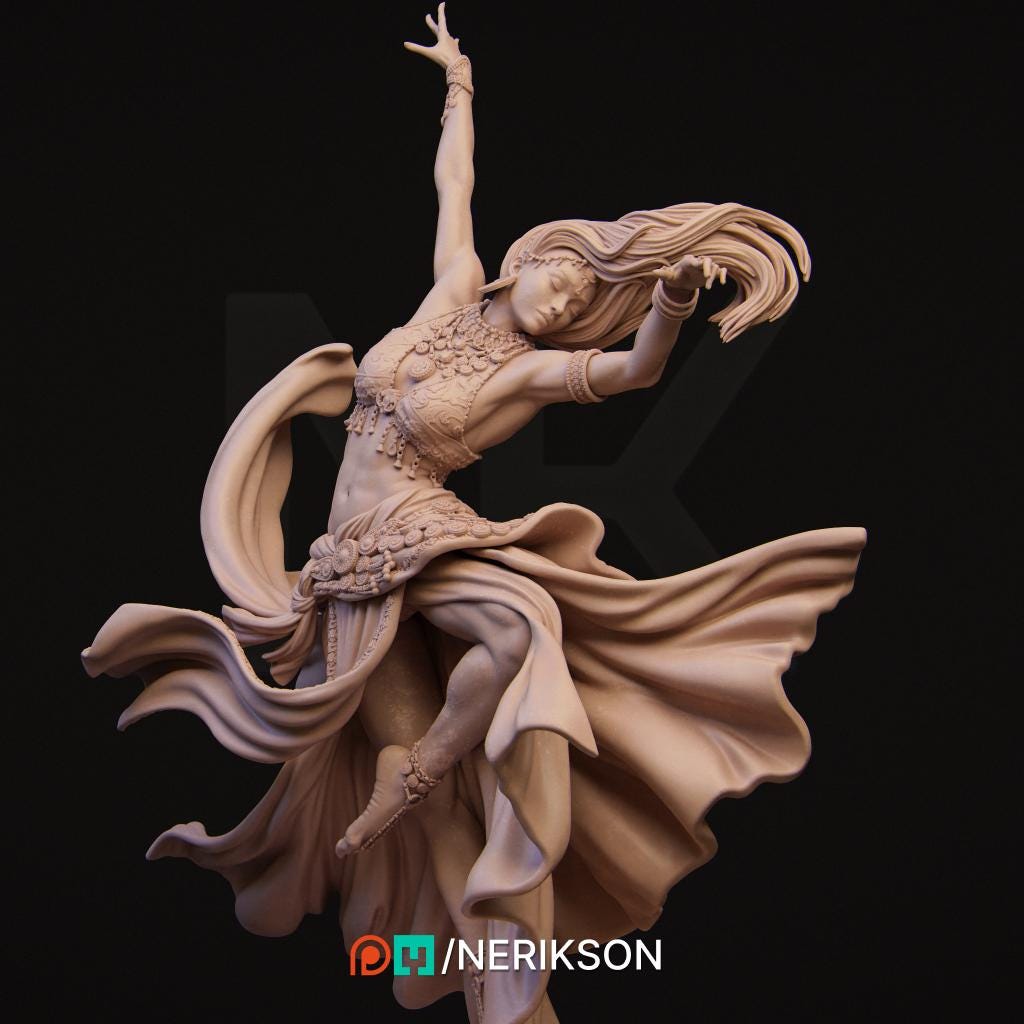 Sound of Night | Female Belly Dancer Collectible Miniature Statue | 75mm / 140mm | by Nerikson