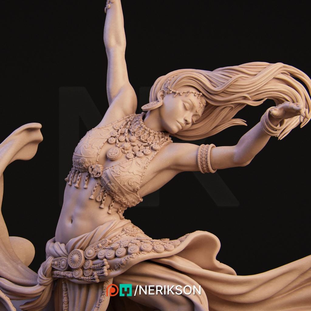 Sound of Night | Female Belly Dancer Collectible Miniature Statue | 75mm / 140mm | by Nerikson