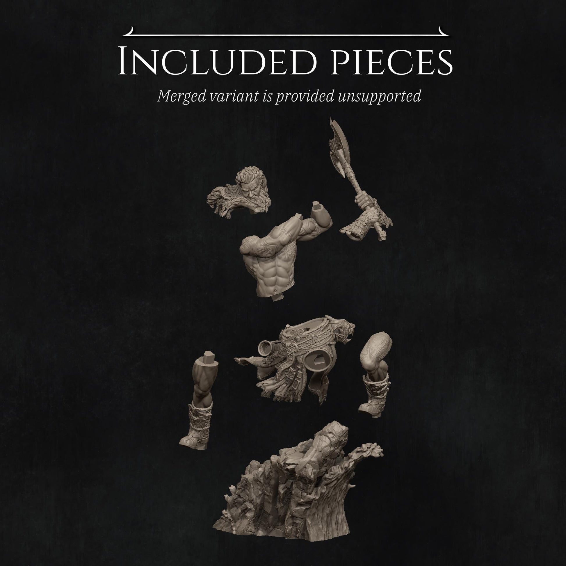 Ivar the Runic Warrior | DnD Norse Mythology Warrior Berserker Collectible Miniature Statue | 75mm / 140mm | by Nerikson