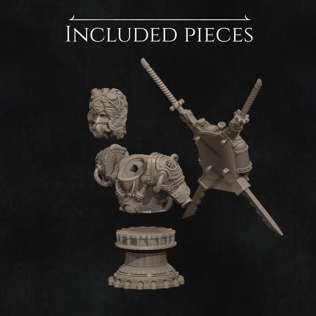 Naojiri Bust | Steampunk Oni Samurai Collectible Sci-fi Bust Statue Miniature | by Nerikson