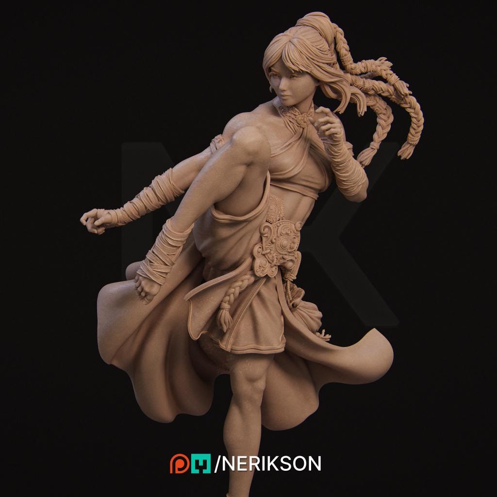 Jingwei the Monk | Female Fighter Collectible Miniature Statue | 75mm / 140mm | by Nerikson