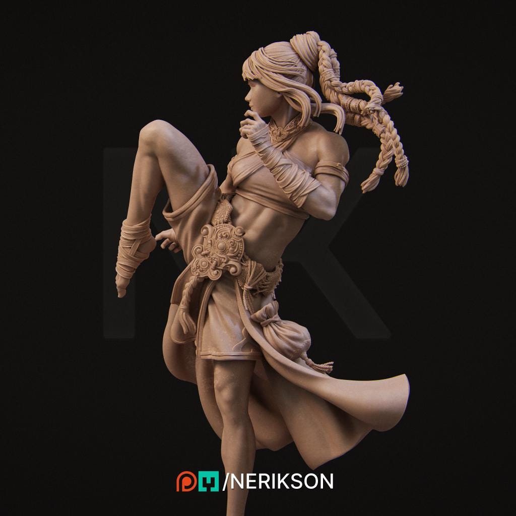 Jingwei the Monk | Female Fighter Collectible Miniature Statue | 75mm / 140mm | by Nerikson