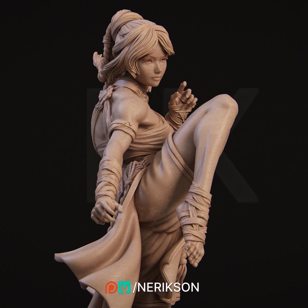 Jingwei the Monk | Female Fighter Collectible Miniature Statue | 75mm / 140mm | by Nerikson